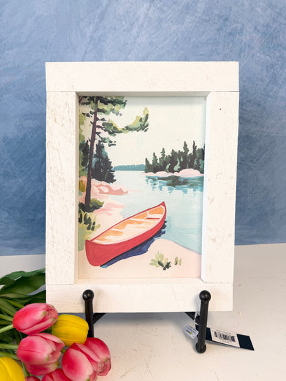 Pastel Canoe Lake Framed Art