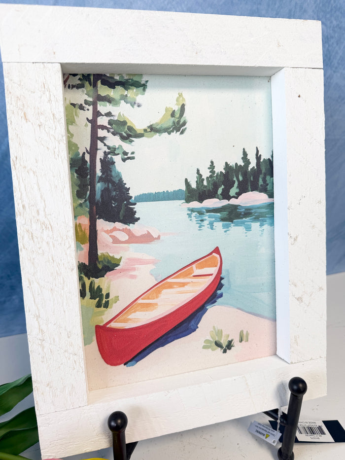 Pastel Canoe Lake Framed Art