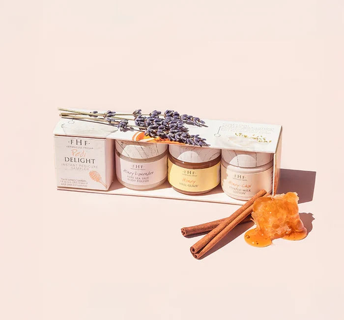 FarmHouse Fresh pedi delight instant pedicure sampler honey heel foot scrub for self-care gift from Magnolias Home Decor