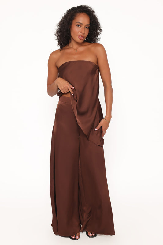 Charmer Wide Leg Pant - Dark Brown