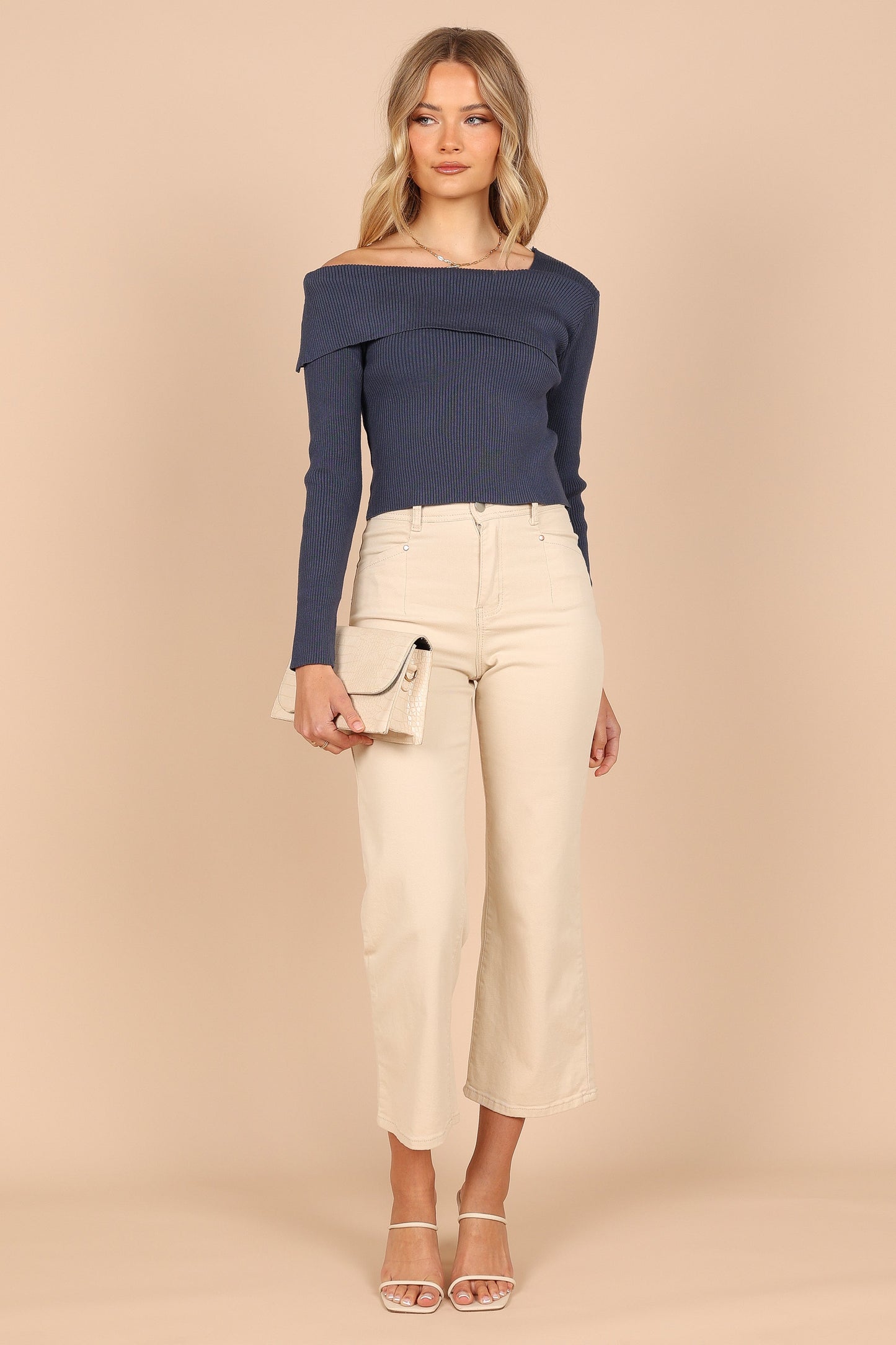 Alicia One Shoulder Knit Sweater - Midnight Blue