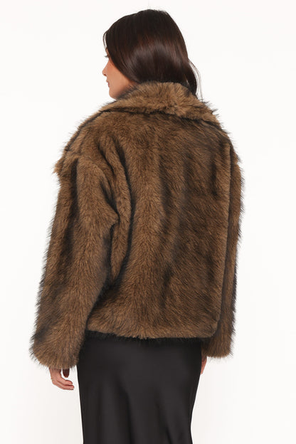 Carmie Fur Collared Jacket - Brown