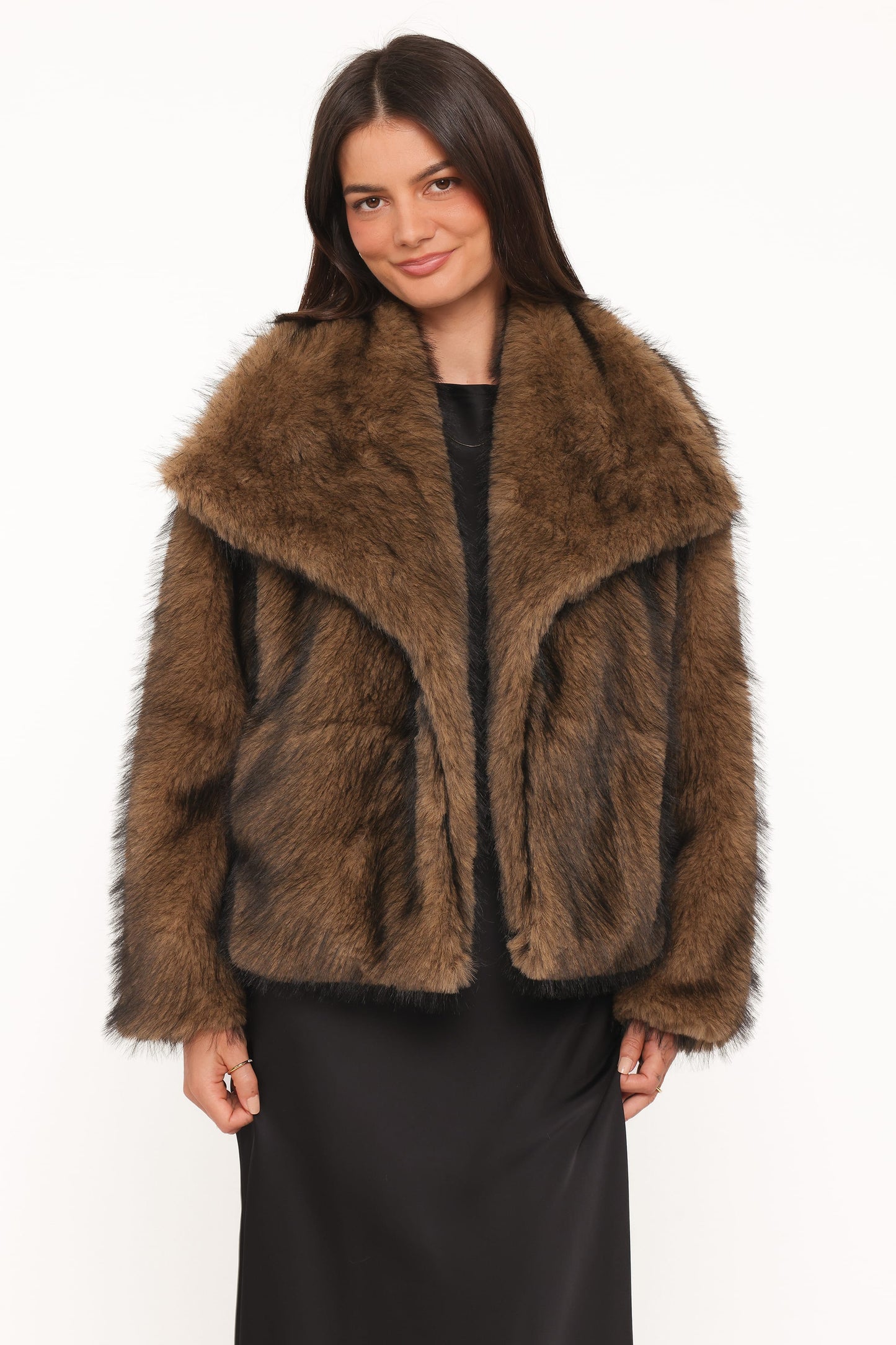 Carmie Fur Collared Jacket - Brown