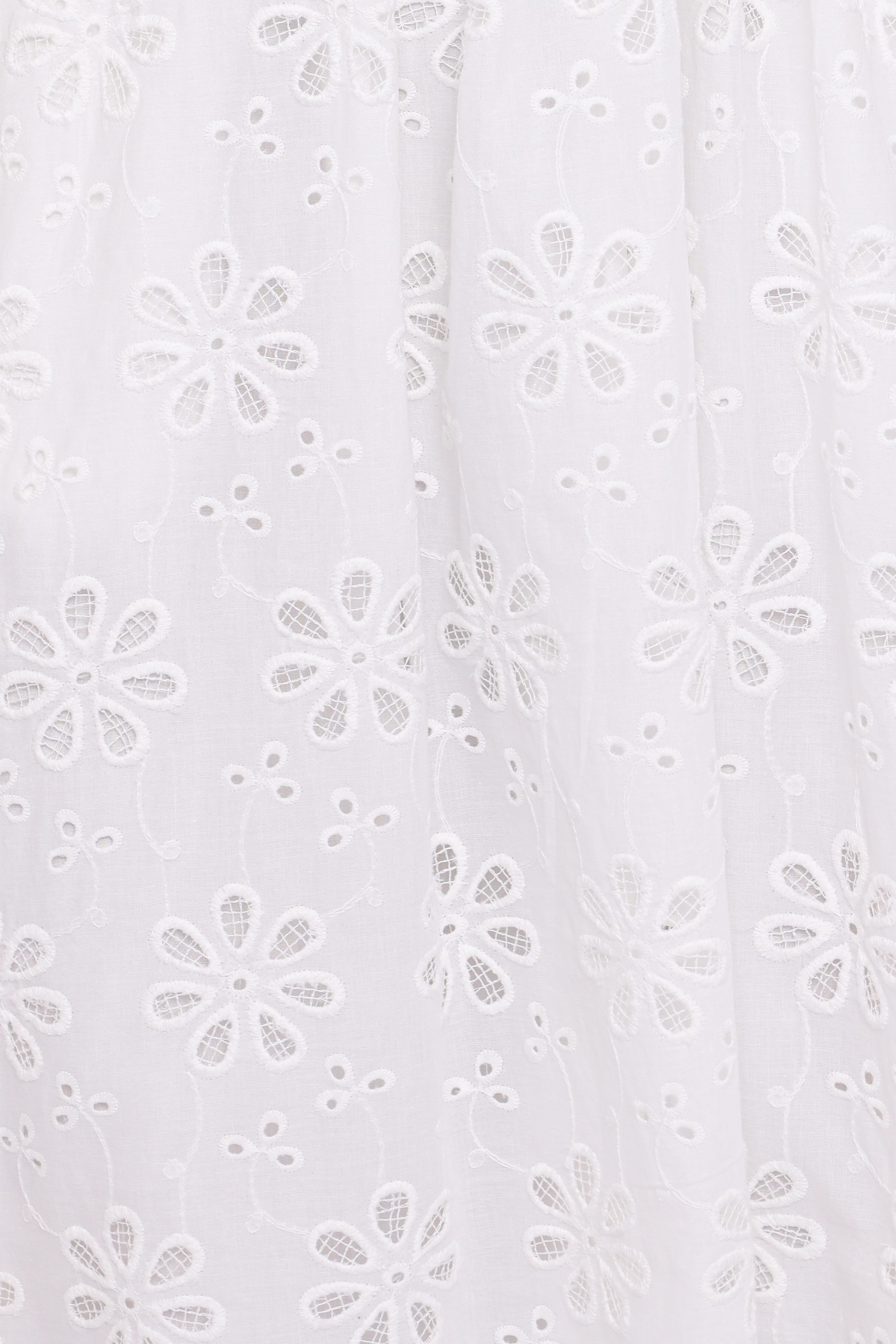 Clo Puff Sleeve Midi Dress - White Broderie