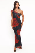 Gerri Off Shoulder Maxi Dress - Black Floral