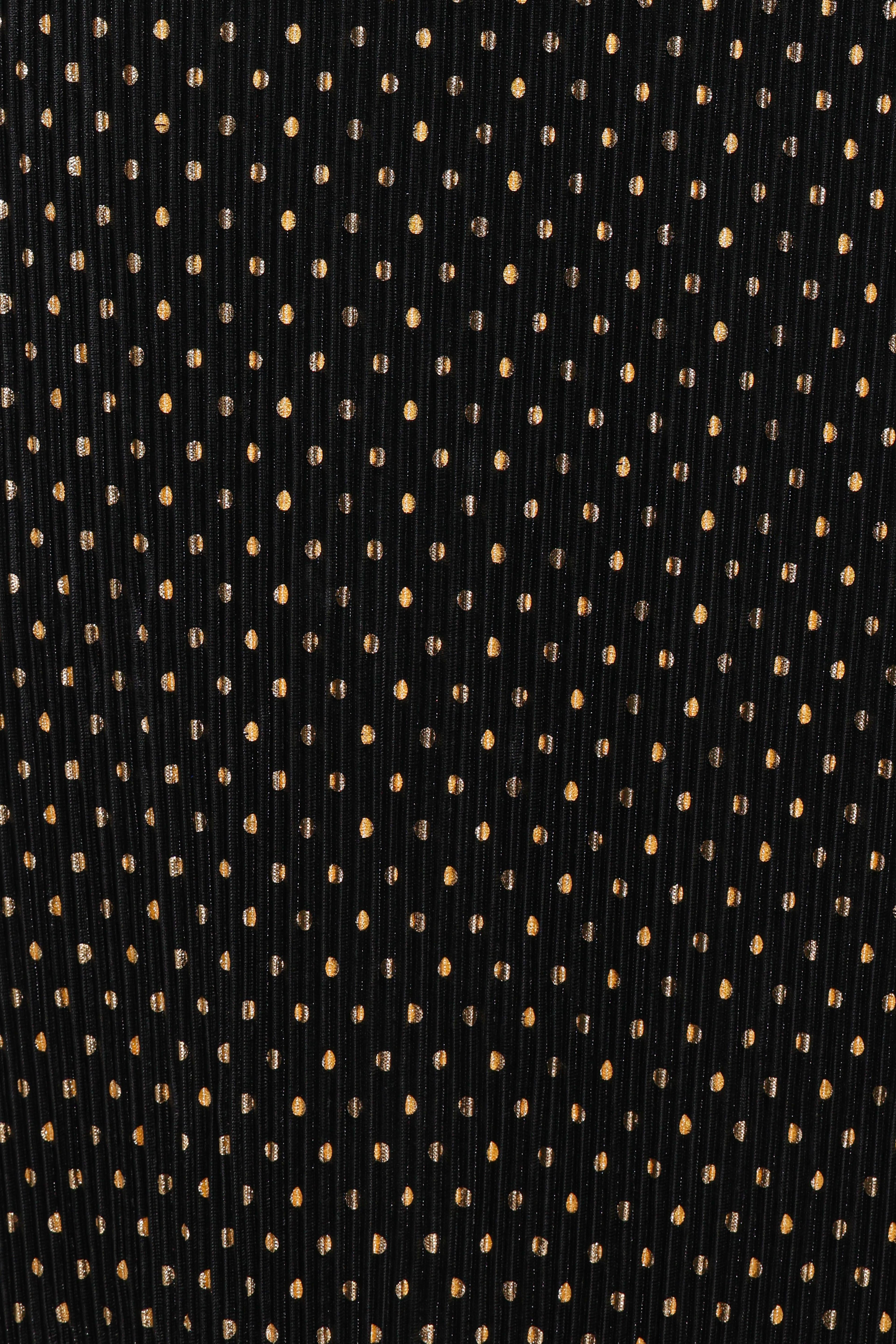 Melody Plisse Halter Maxi Dress - Black/Gold Polka Dot
