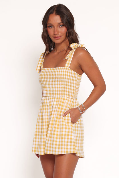 Simo Romper - Yellow Gingham