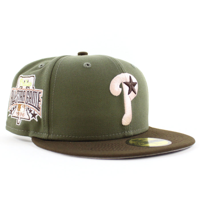 Philadelphia Phillies 1996 All Star Game 59Fifty New Era Fitted Hat (Olive Brown Gray Under Brim)