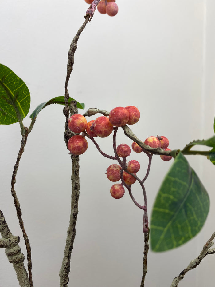Pink Berry Leaves Branch