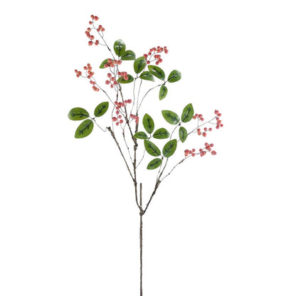 Pink Berry Leaves Branch
