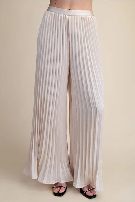 Pleated Wide-Leg Flare Pants