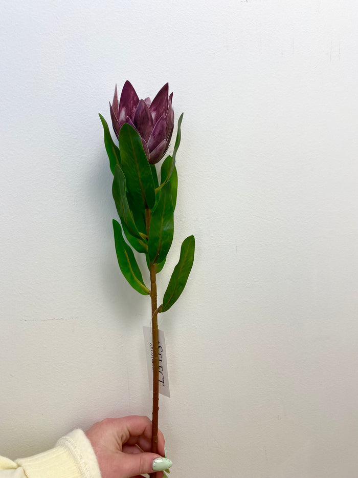 Silk plum cerise king protea spray 18.9 inch for transitional everyday home decor from Magnolias Home Decor