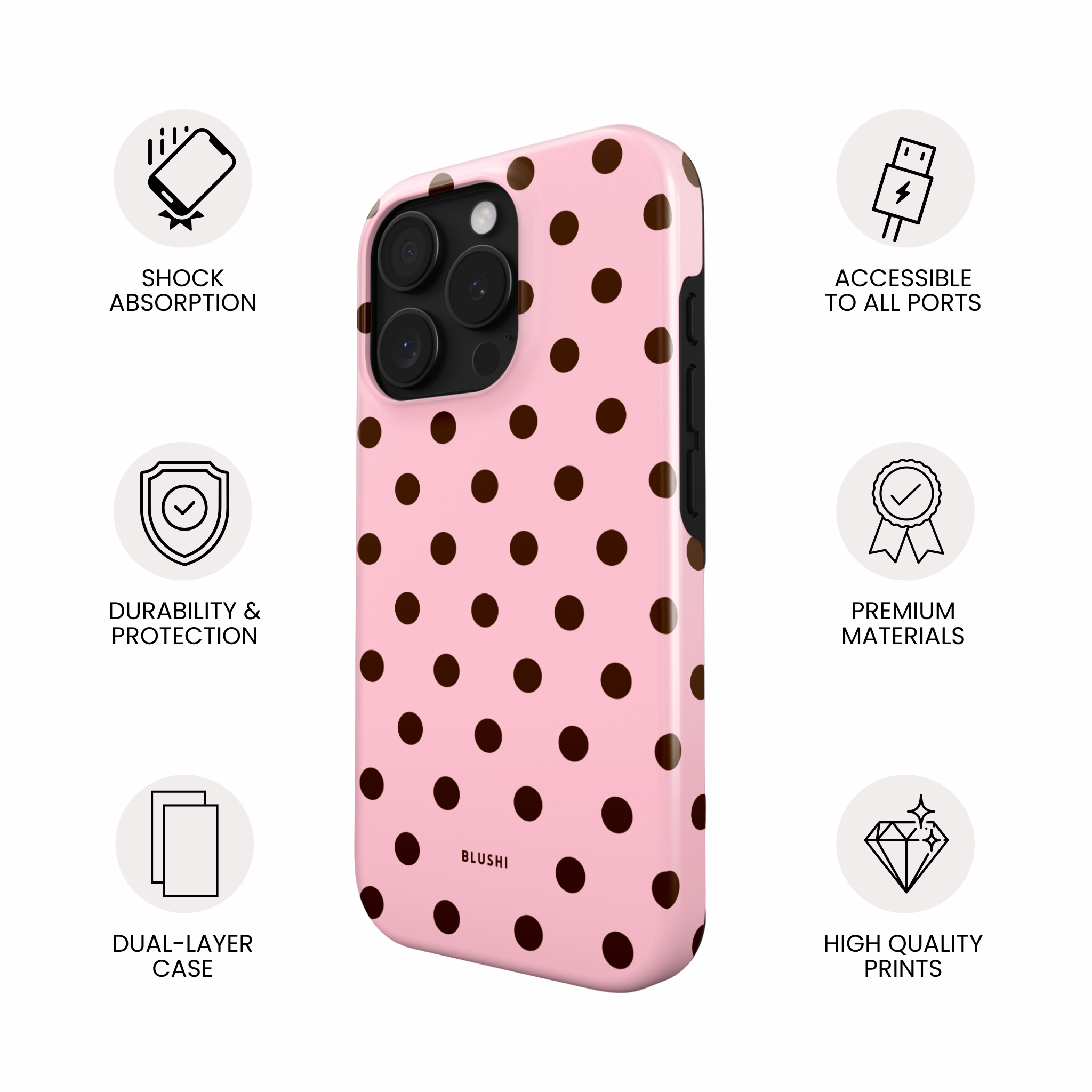 Polka Dot Phone Case⎪Pink and Brown