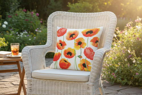 Poppy Blossoms Indoor/Outdoor Pillow