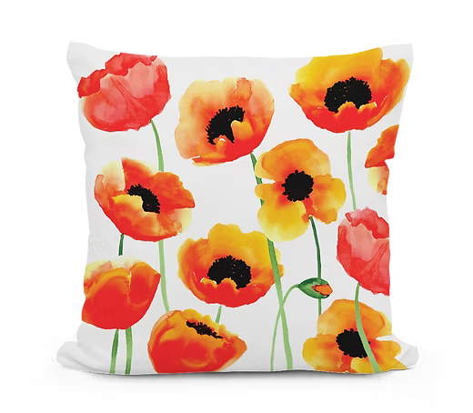 Poppy Blossoms Indoor/Outdoor Pillow