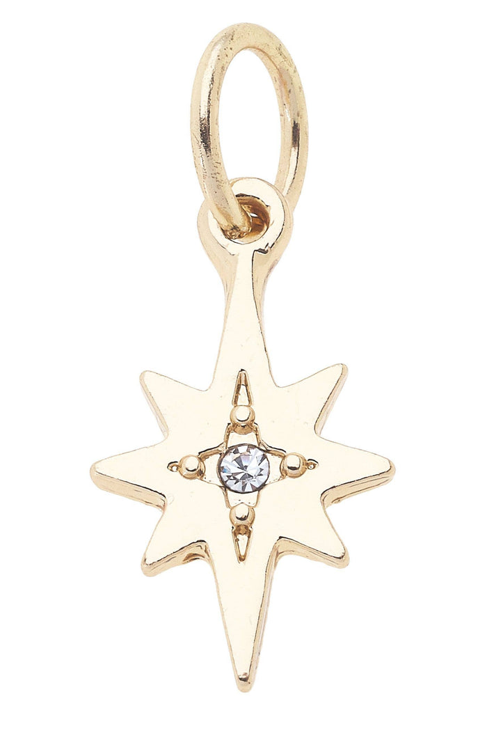 Rhinestone Starburst Charm in Shiny Gold