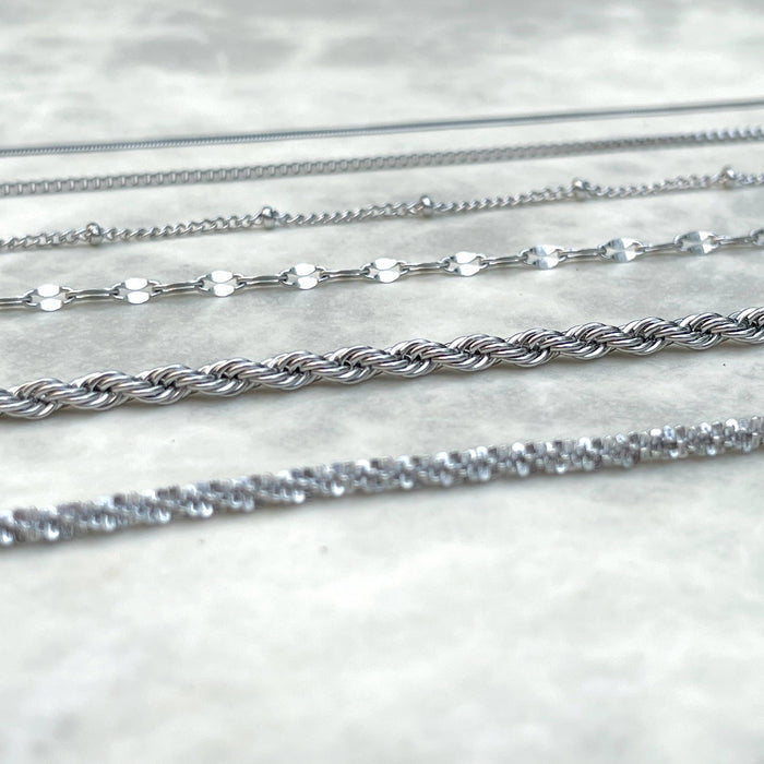 Rope Dainty Silver Bracelet - Waterproof Chain
