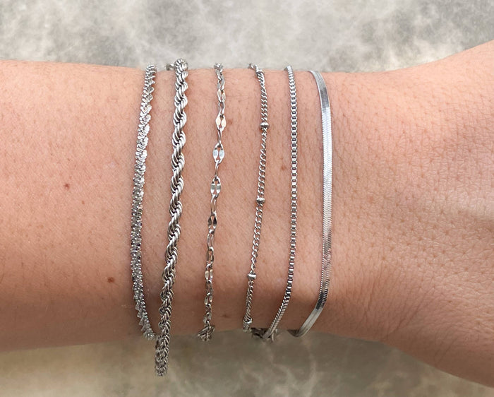 Rope Dainty Silver Bracelet - Waterproof Chain