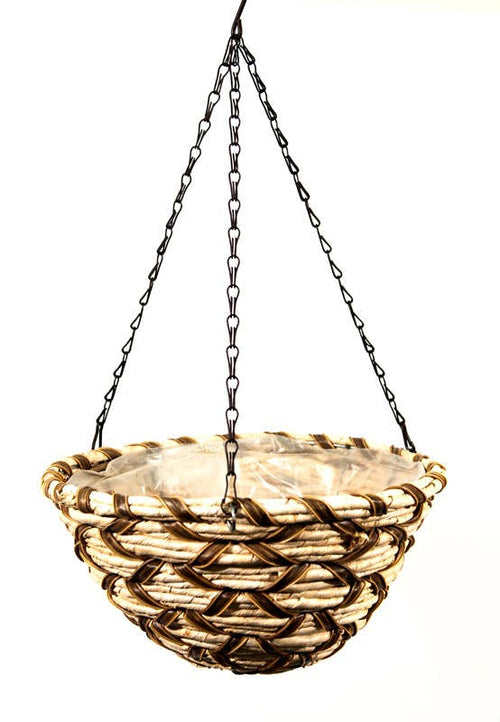 Round Wood Woven Hanging Basket, Snowbird
