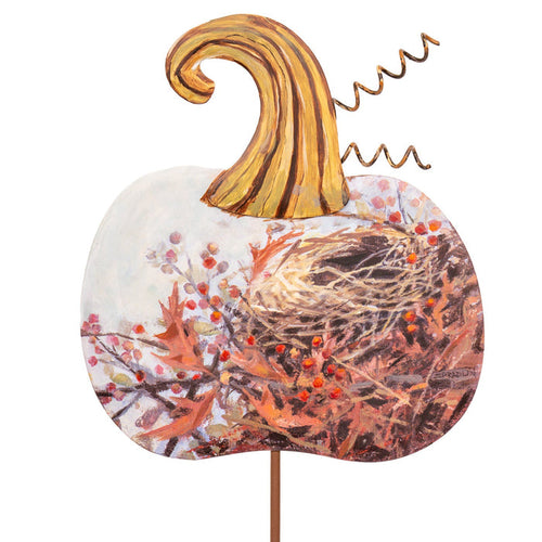 Metal scenery pumpkin nest stake for farmhouse traditional fall home decor from Magnolias Home Decor