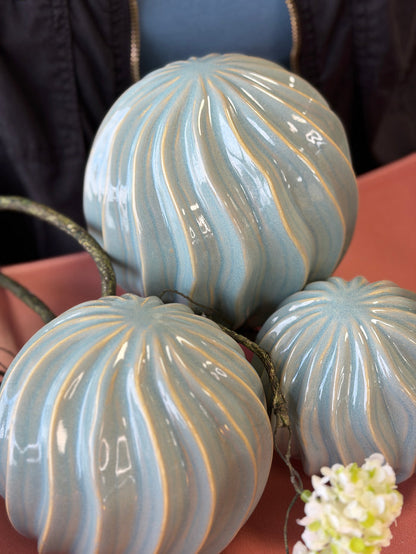 Seaside Blue Ceramic Orb Set Of 3