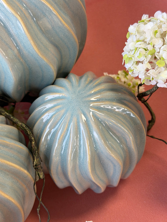 Seaside Blue Ceramic Orb Set Of 3
