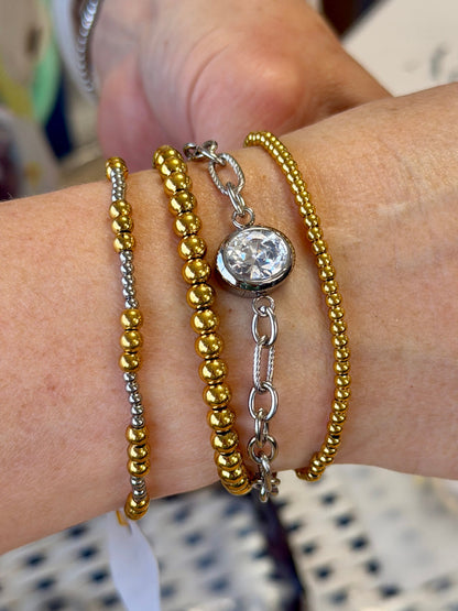 Silver Maren Crystal Link Bracelet Water Resistant Non Tarnish