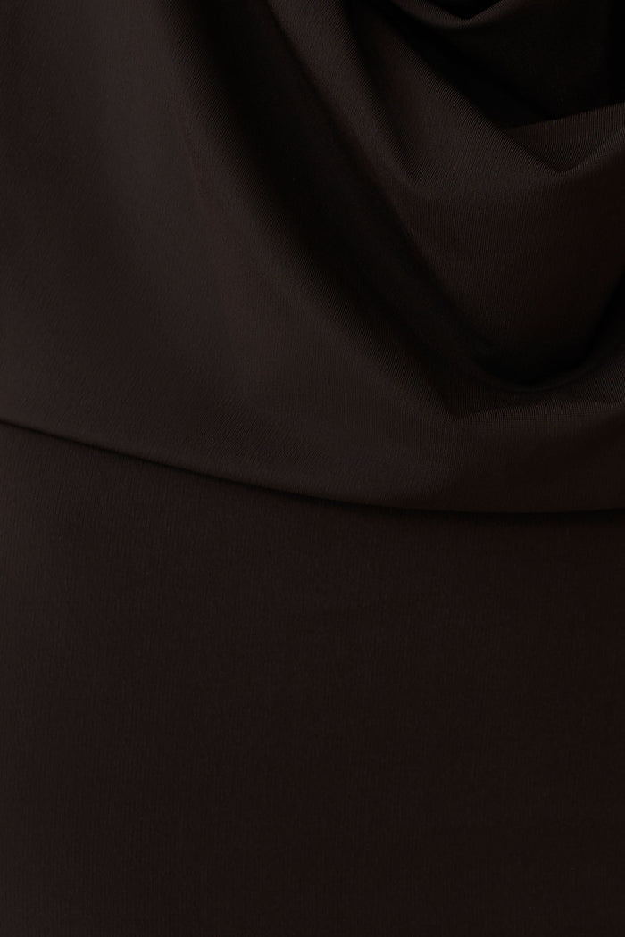 Soleia Cowl Drape Shirt Dress - Bitter Chocolate