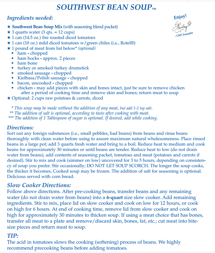 Southwest Bean Soup Mix