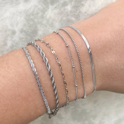 Sparkle Rope Dainty Silver Bracelet - Waterproof