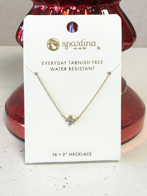 Spartina Splash silver mini cross crystal necklace 16 inch tarnish free for everyday gift from Magnolias Home Decor