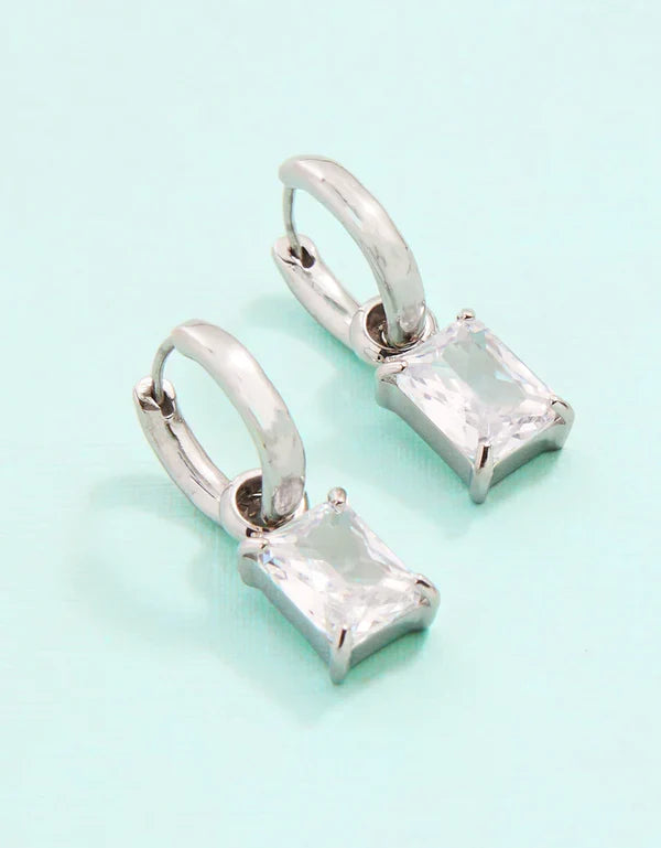 Spartina Splash silver emerald drop convertible hoop earrings CZ tarnish free for everyday gift from Magnolias Home Decor