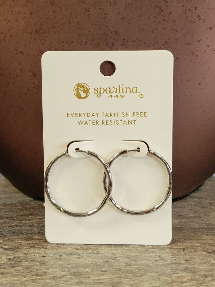 Spartina Splash silver Moonglade 30mm hoop earrings tarnish free for everyday gift from Magnolias Home Decor