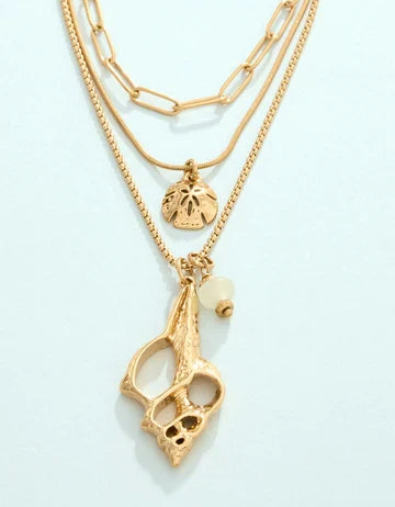 Splash Spiral Shell Layered Necklace
