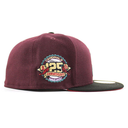 St. Louis Cardinals 125th ANNIVERSARY New Era 59Fifty Fitted Hat (Maroon Black Pinot Red Under Brim)