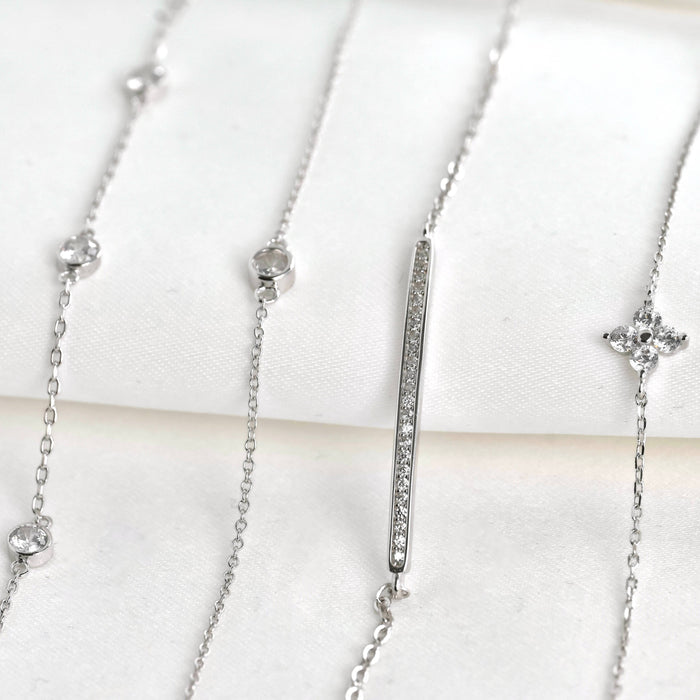 Sterling Silver Diamond Bar Bracelet