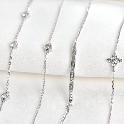 Sterling Silver Diamond Bar Bracelet