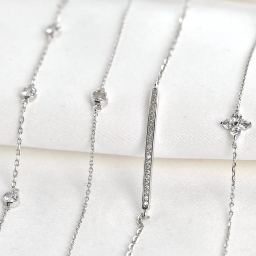 Sterling Silver Diamond Bar Bracelet