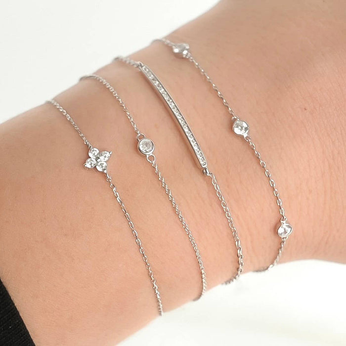 Sterling Silver Diamond Bar Bracelet