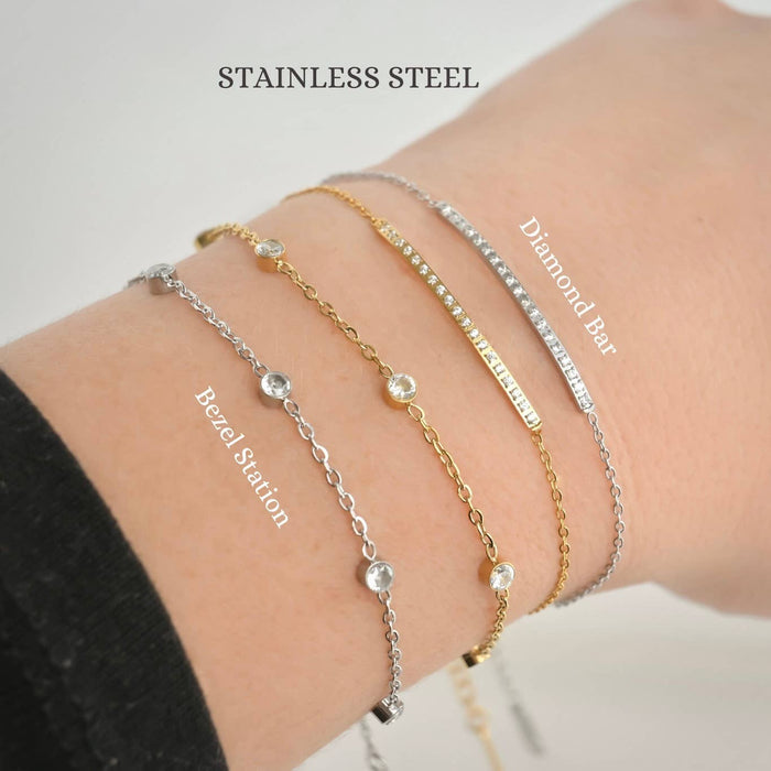 Sterling Silver Diamond Bar Bracelet