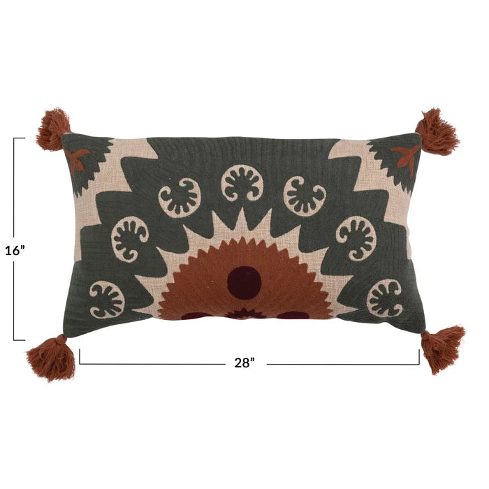 Suzani Embroidery Lumbar Pillow