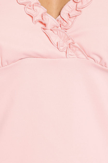 Celestria Ruffle Knit Top - Fairy Floss Pink