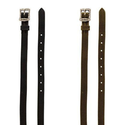 trust lined leather spur straps black and brown