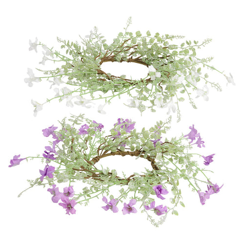 Violet flower candle ring -2 styles for farmhouse Spring home decor from Magnolias Home Decor