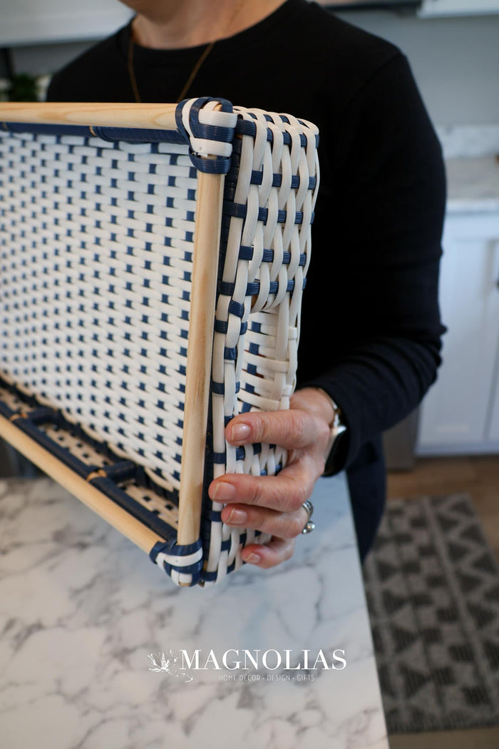 Woven Blue & White Tray- 2 Sizes