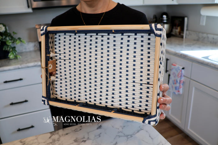 Woven Blue & White Tray- 2 Sizes